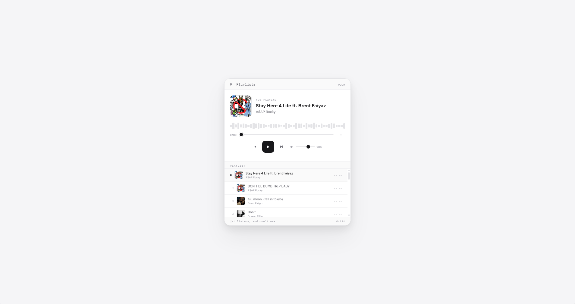 9' Playlists